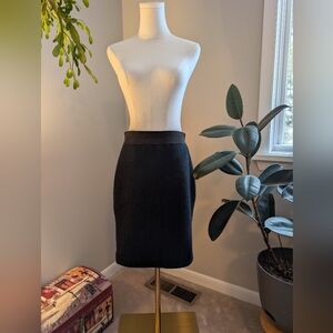 Blue Knit Skirt With Leopard Print Lining